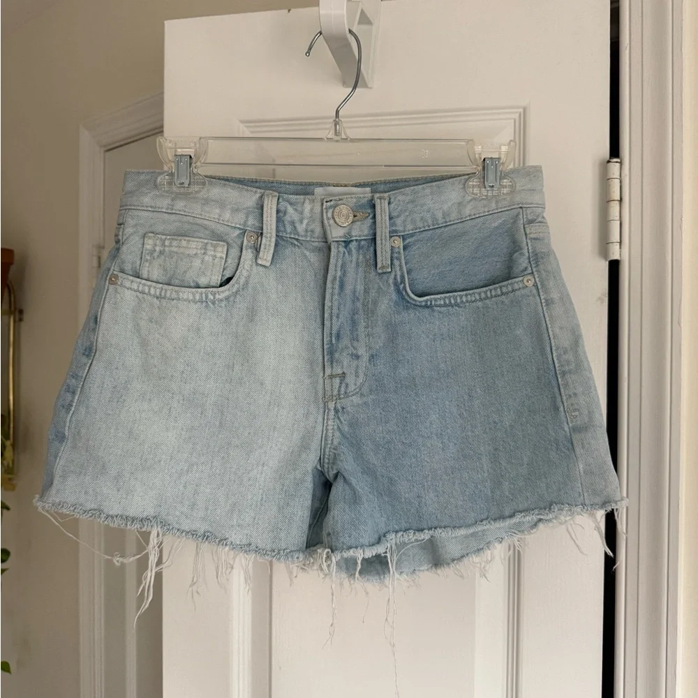 Frame Denim Le Brigette Splitscreen Jean Short High-Rise Frayed Women’s Size 24
